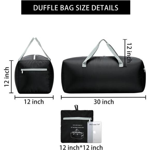 Foldable Duffel Bag 30 Inch 75L Travel Bag Lightweight Water Resistant Large Lug - Picture 2 of 7